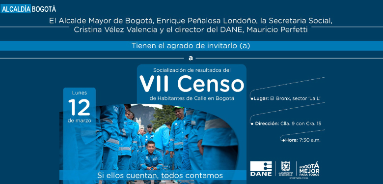 Invitación socialización resultados censo habitantes de calle.