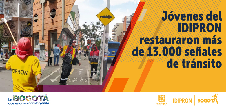 Jóvenes del IDIPRON restauraron más de 13.000 señales de tránsito