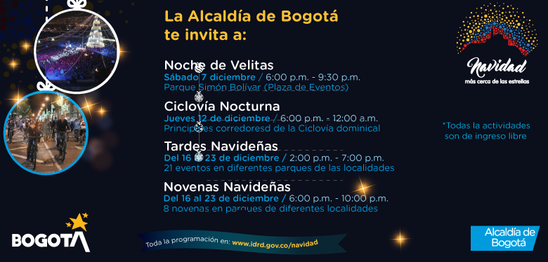 Invitación actividades de navidad alcaldía de Bogotá